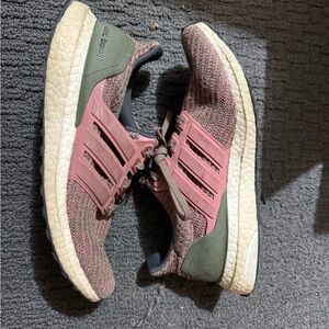 Adidas Pink and Green Ultra Boost Sneakers